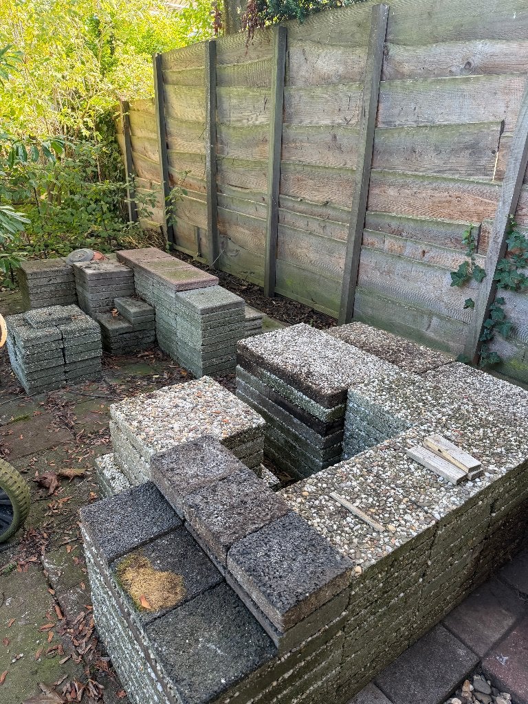 Diverse grind- en betontegels (40x40, 30x30, 20x20), Ophalen, Gebruikt, 10 m² of meer, Beton