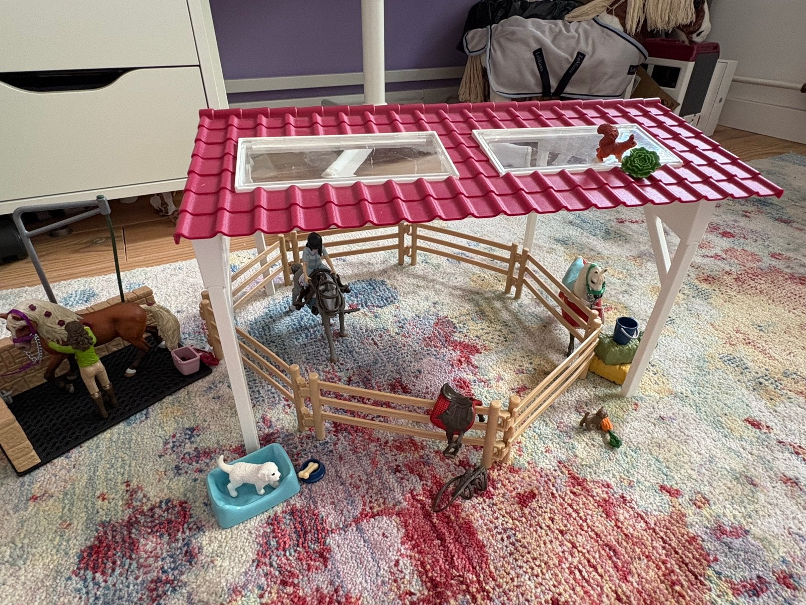 Schleich Wasbox en overkapping incl accessoires, Ophalen of Verzenden, Gebruikt