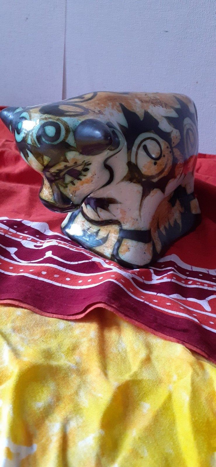 Prachtige Vintage Celtic Pottery Stier – 'Folk' Patroon, Ophalen of Verzenden, Zo goed als nieuw, Dier