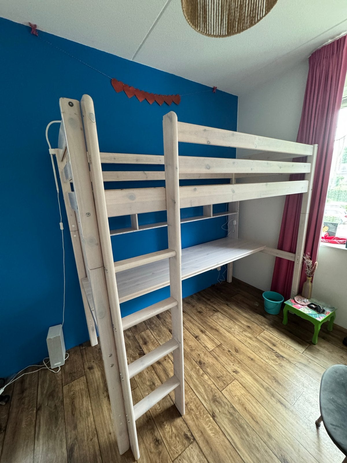 Hoogslaper met bureau en lattenbodem, Huis en Inrichting, Slaapkamer | Stapelbedden en Hoogslapers, Ophalen, Gebruikt, Eenpersoons
