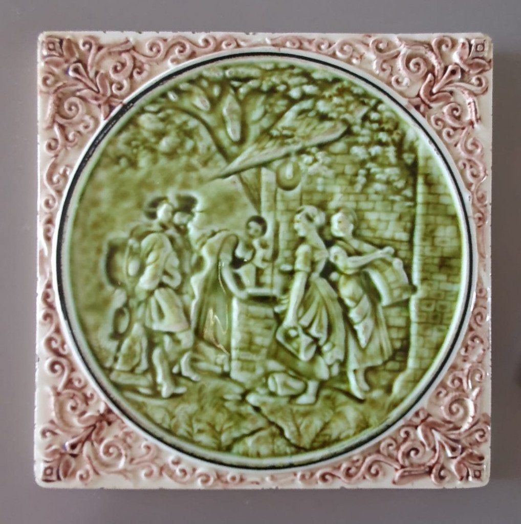 Antieke Victoriaanse Majolica tegel, Ophalen of Verzenden