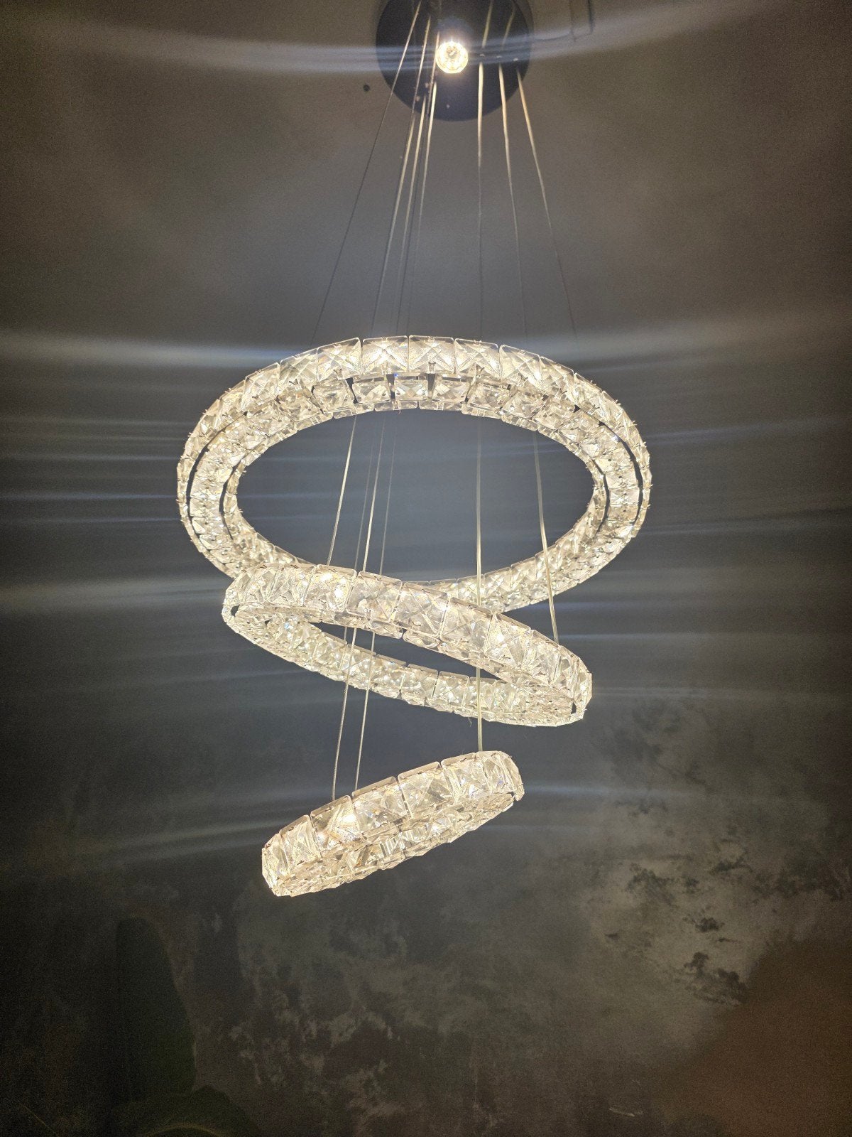 Moderne Kristallen Spiraal Hanglamp, Ophalen, Modern, Luxe, Glamour, Overige fittingen, Zo goed als nieuw