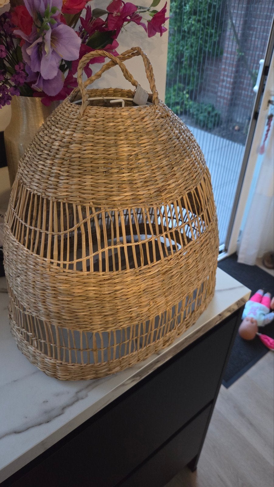 Grote rieten lampenkap - natuurlijke stijl, Natuurlijk materiaal, Beige, Nieuw, Overige fittingen