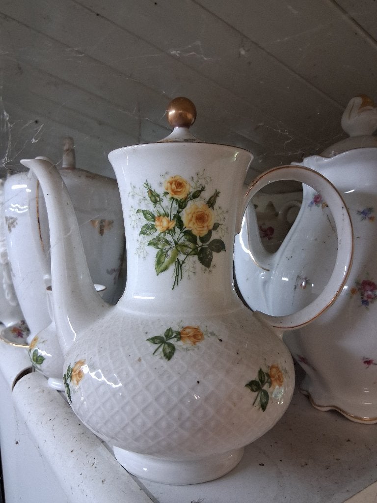 Koffiepot + roomstel Seltmann Weiden Annabell gele roosjes, Ophalen of Verzenden