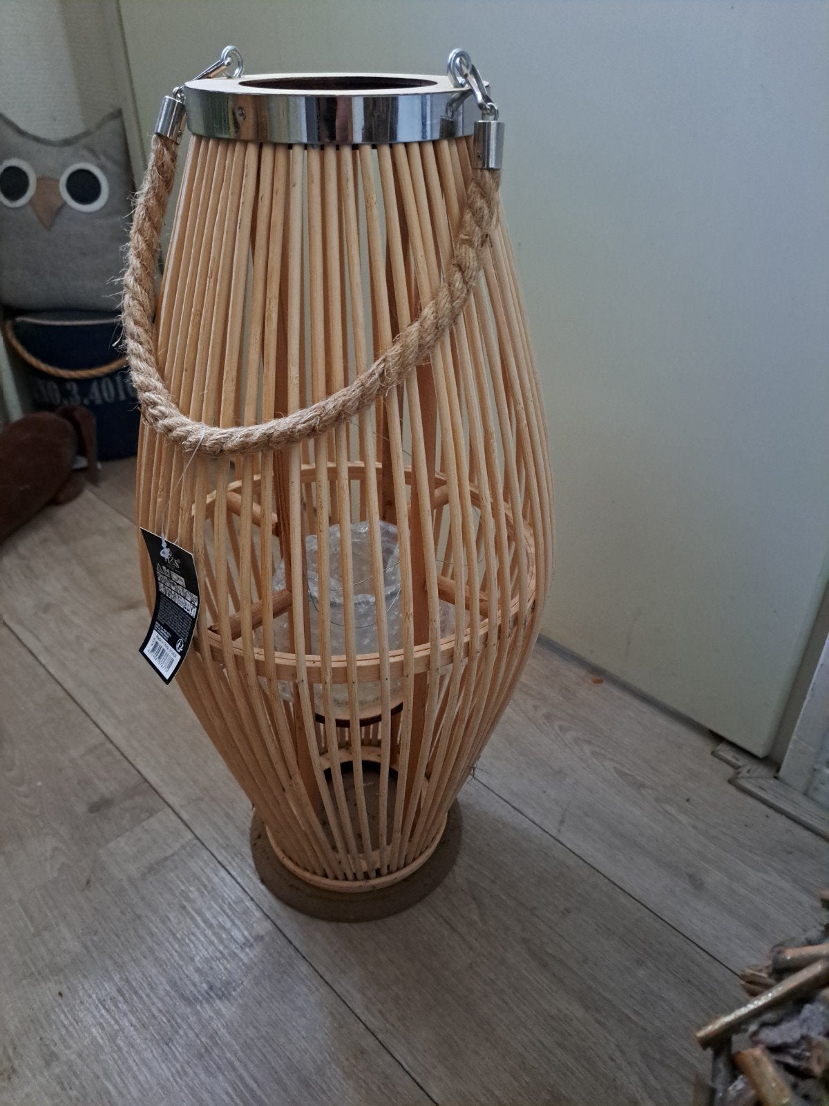 mooie super grote hoge rieten windlicht nieuw, Ophalen, Nieuw