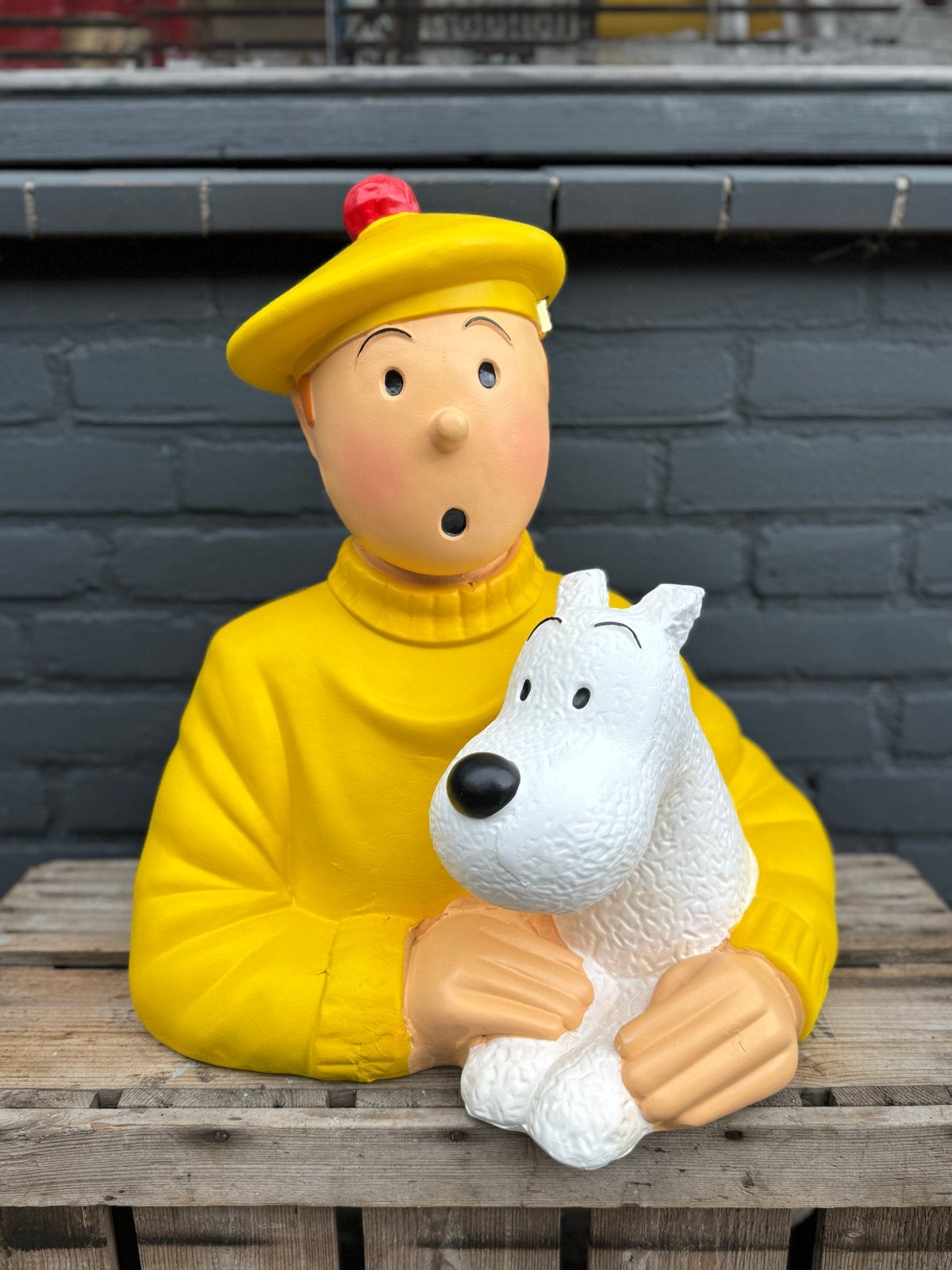 Kuifje en Bobbie beeld -  stripfiguur Buste, Verzamelen, Ophalen, Kuifje, Zo goed als nieuw, Beeldje of Figuurtje