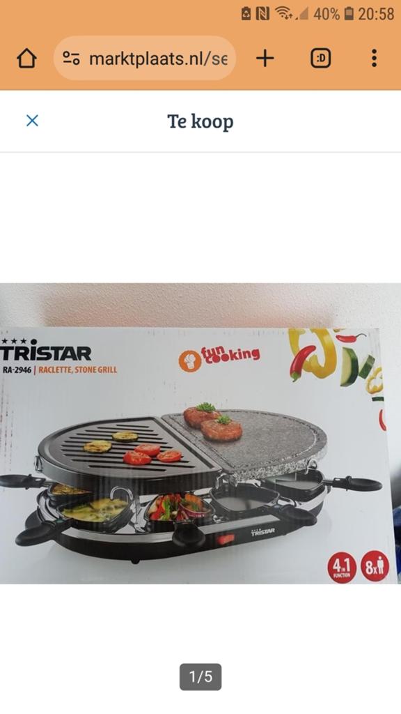 Tristar RA-2946 Raclette Stone Grill - Nieuw in doos, Witgoed en Apparatuur, Gourmetstellen, Ophalen, Nieuw, 8 personen of meer