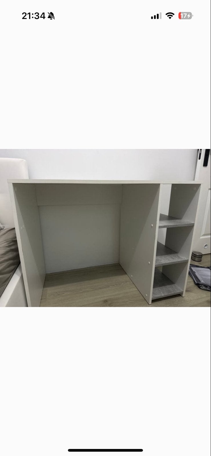Wit bureau met opbergruimte en planken - 95x53,5 cm, Huis en Inrichting, Bureaus, Ophalen, Opbergruimte, Gebruikt, Spaanplaat of MDF