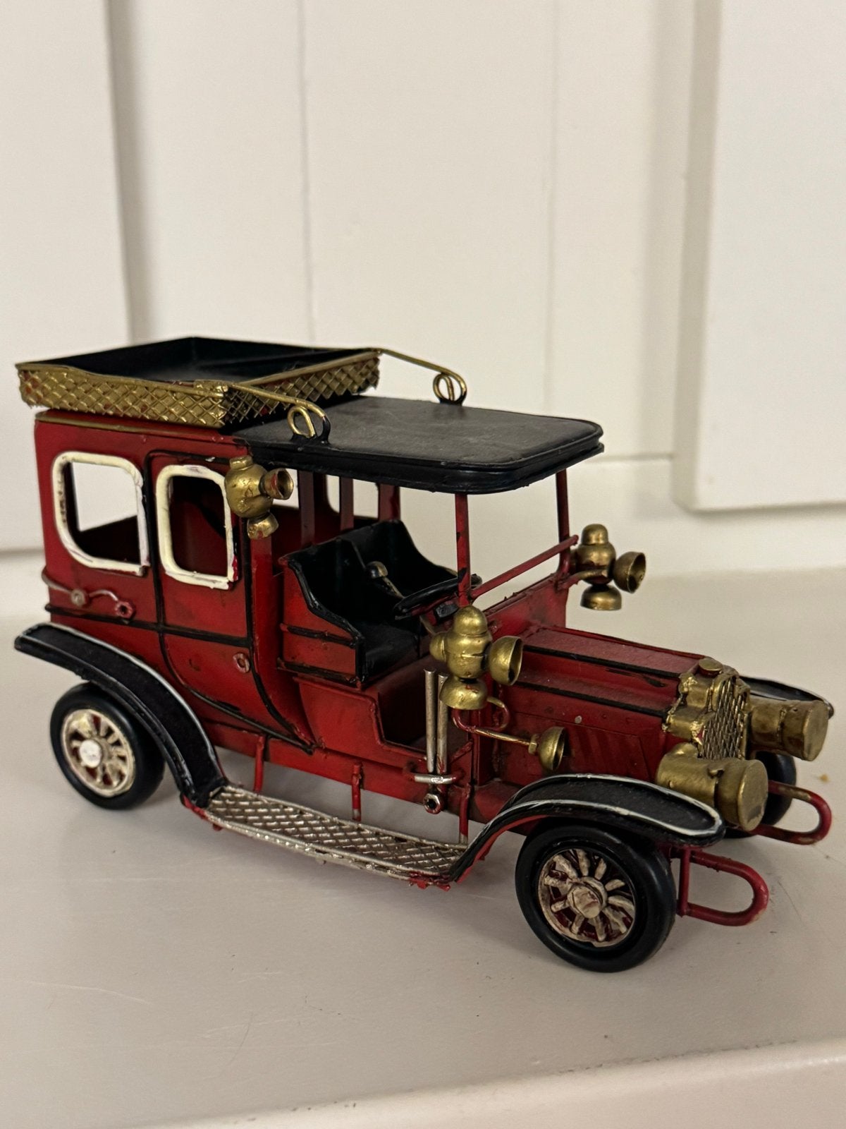 Vintage metalen auto decoratie rood, Ophalen of Verzenden, Gebruikt, Auto's
