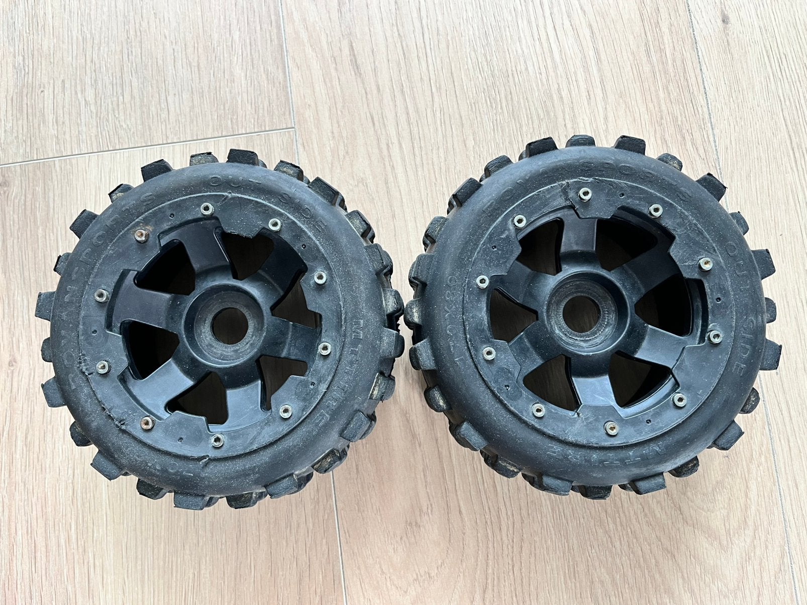 Te koop aangeboden gebruikte HPI BAJA 5B banden + velgen set, Benzine, Gebruikt, Auto offroad, Ophalen of Verzenden