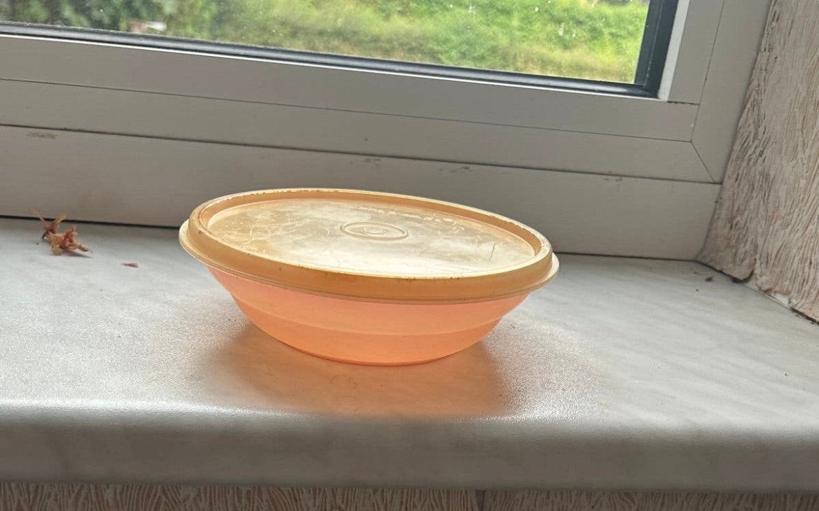 Tupperware schaal met deksel - Gebruikt, Gebruikt, Schaal, Oranje, Ophalen of Verzenden