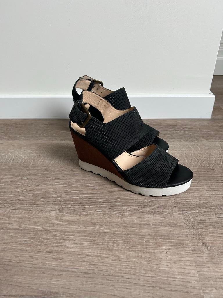 Elvio Zanon Zwarte Wedges Maat 39, Kleding | Dames, Schoenen, Nieuw, Sandalen of Muiltjes, Zwart, Verzenden