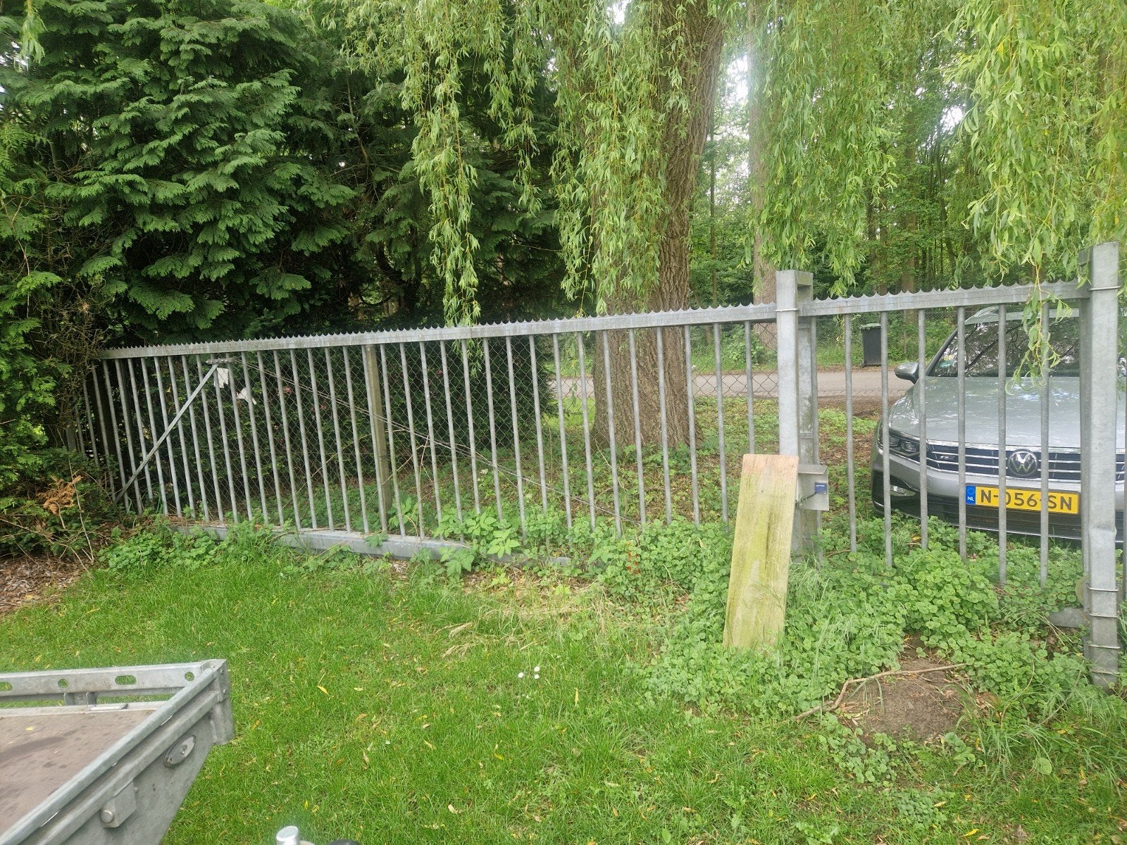 Spijlen schuifpoort Heras Gegalvaniseerd TEAB, Tuin en Terras, Met poort, Gebruikt, IJzer, Spijlenhekwerk