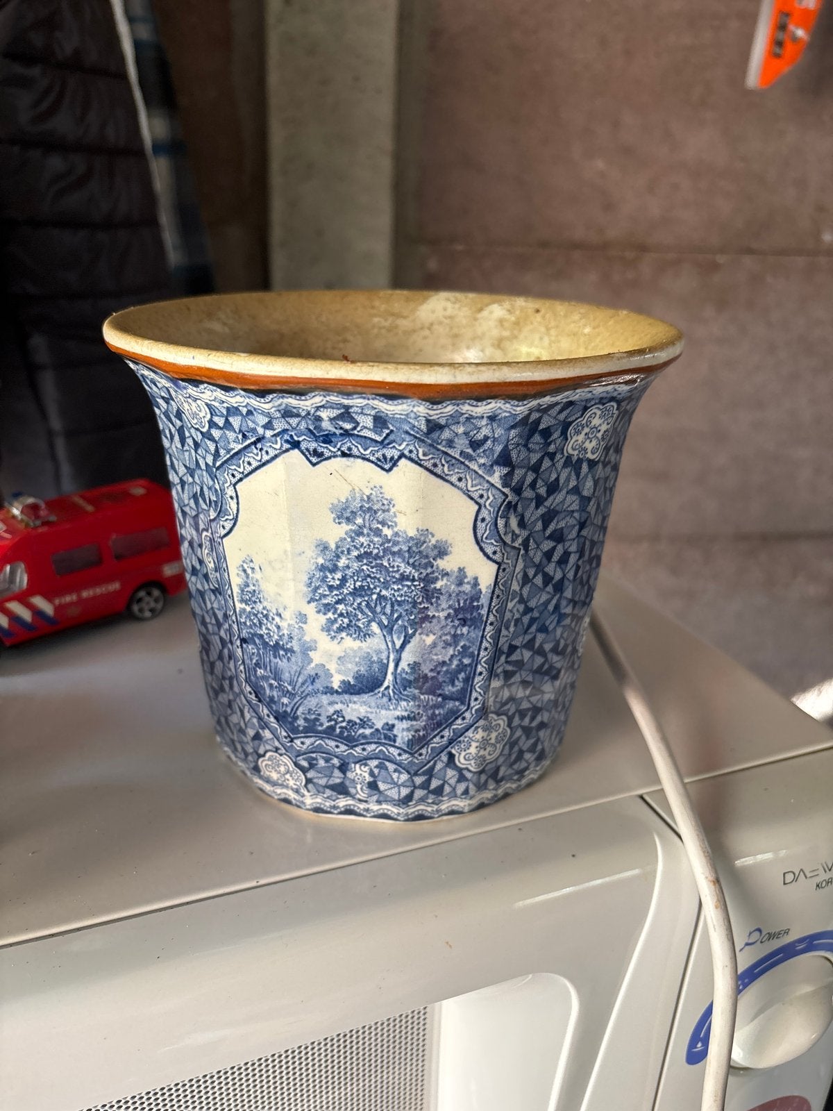 Antieke Delfts Blauwe Bloempot  villeroy en boch!, Ophalen