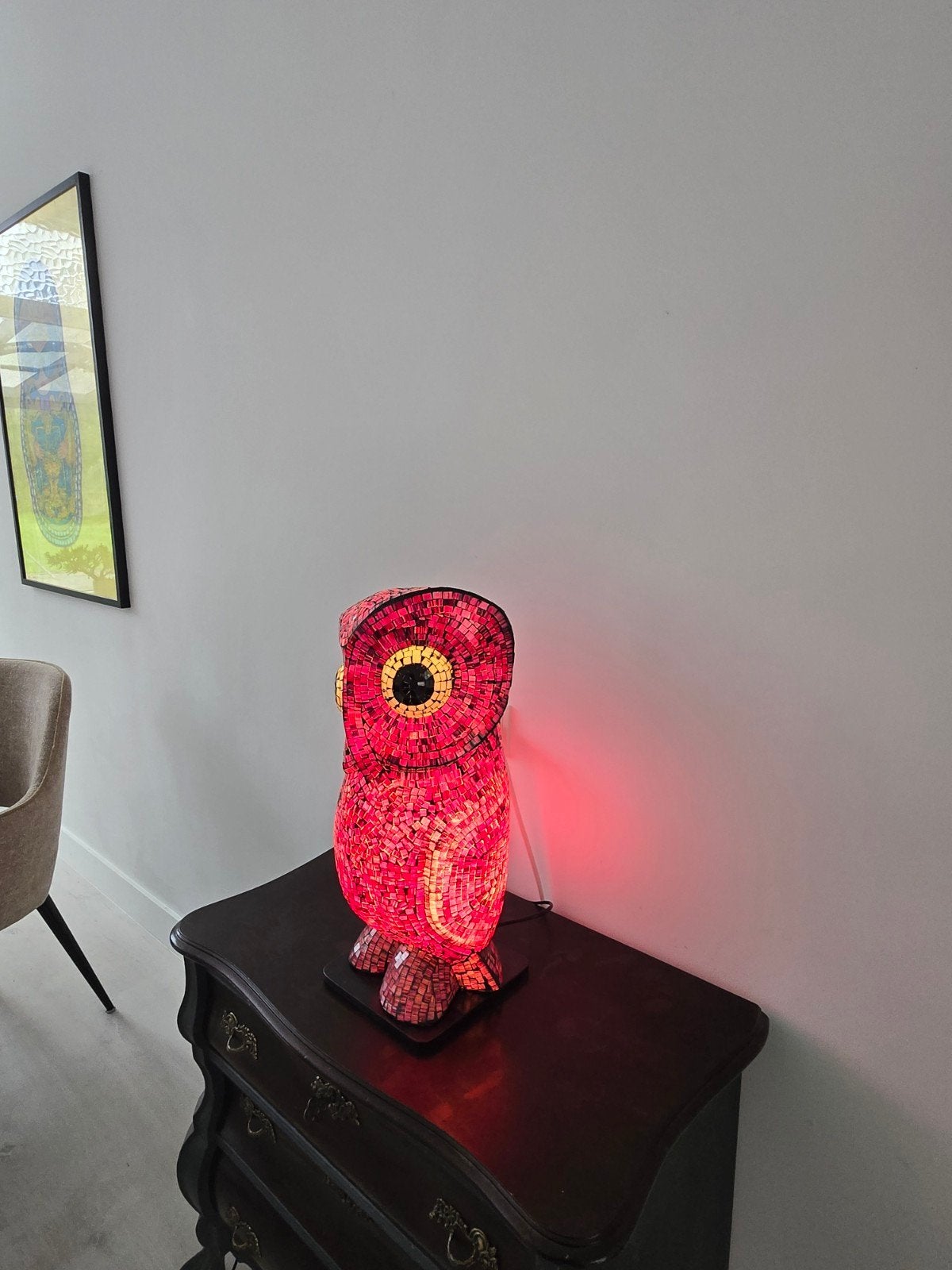 Unieke Mozaïek Uil Lamp uit Marokko - Prachtige Blikvanger, Ophalen, Bohemian, Meerkleurig, Zo goed als nieuw