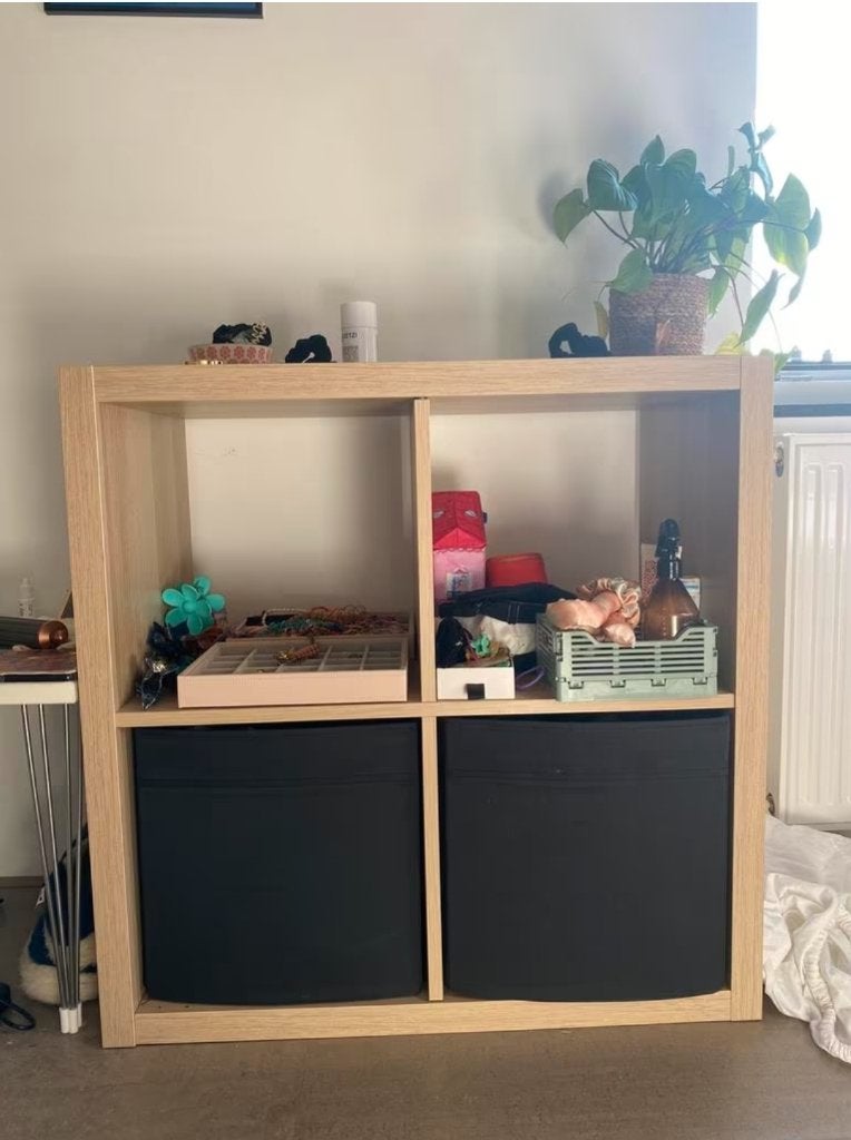 Kallax 4 vaks open kast vakkenkast 2x2 bruin Ikea, Huis en Inrichting, Kasten | Ladekasten, Ophalen, 5 laden of meer, Eikenhout