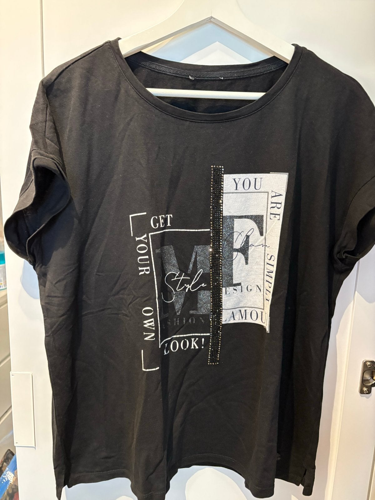 Monari shirt maat 44 met korte mouwen, Zwart, Maat 42/44 (L), Ophalen of Verzenden, Korte mouw