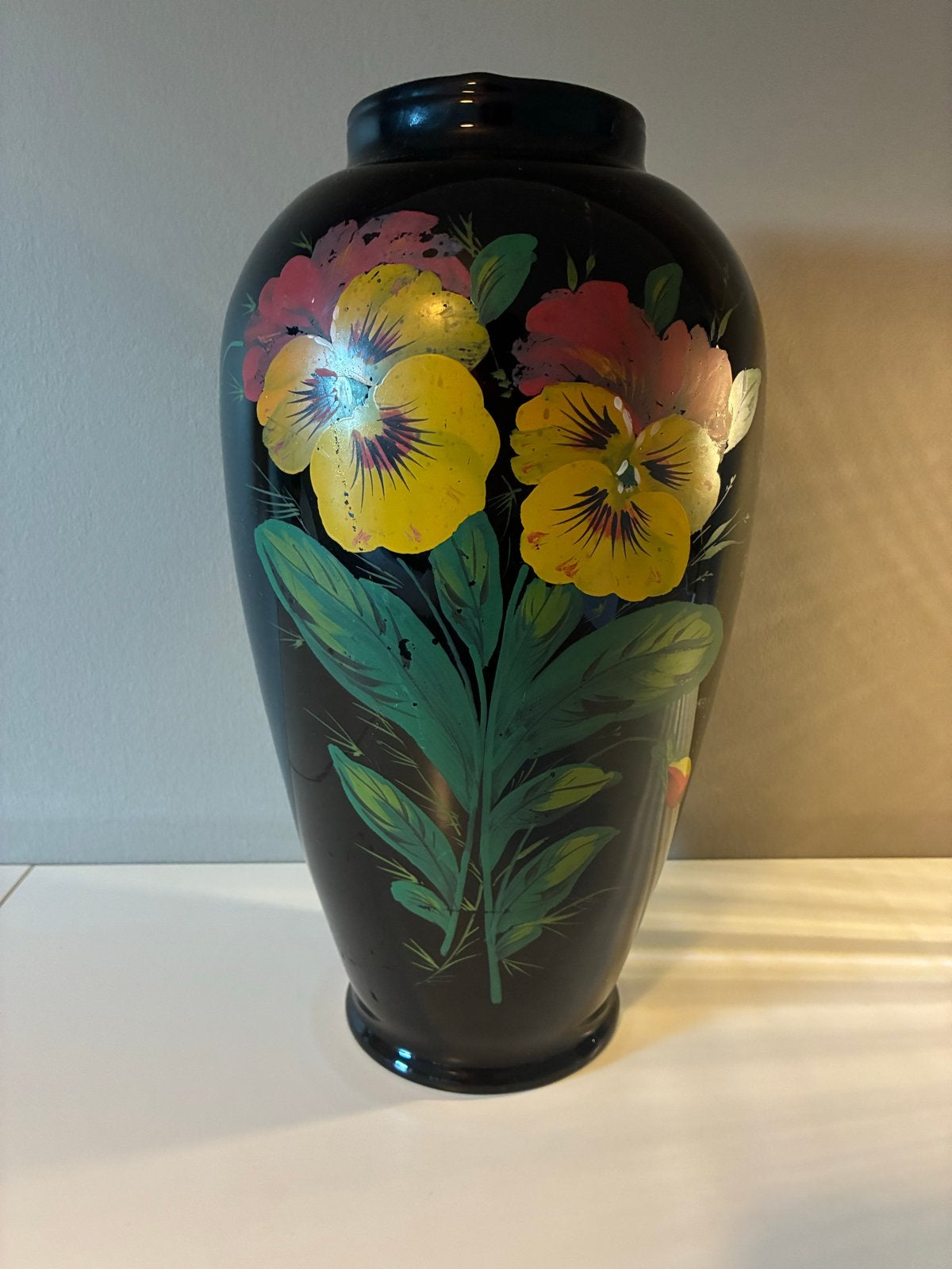 Zeldzame Art Deco Vaas Zwart Booms Glas Gesigneerd 'Siraut', Antiek en Kunst, Ophalen