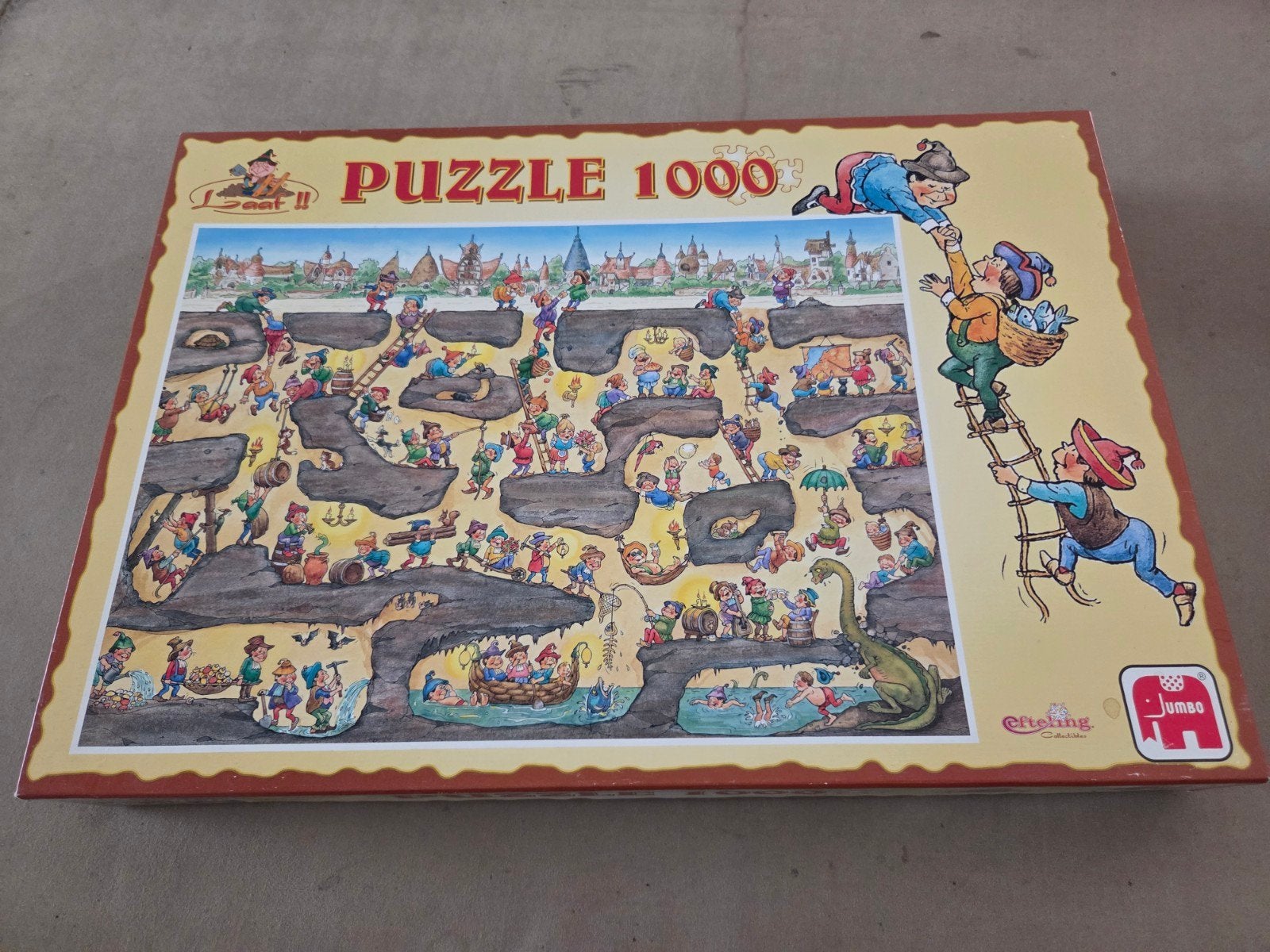 jumbo puzzel van De Efteling Volk van Laaf 1000 stuks, Ophalen of Verzenden, 500 t/m 1500 stukjes, Zo goed als nieuw, Legpuzzel