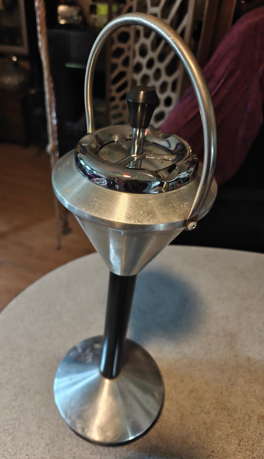 Vintage Chroom Staande Asbak met Draaisysteem, Ophalen of Verzenden