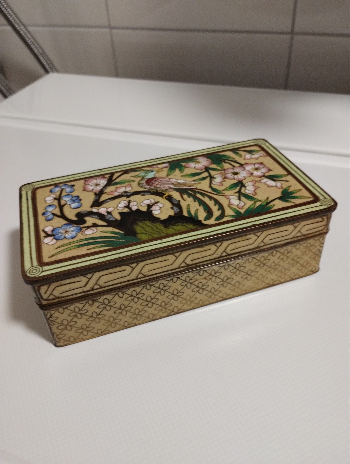 Antiek Japans Meiji-jidai periode bronzen cloisonne kistje, Ophalen of Verzenden