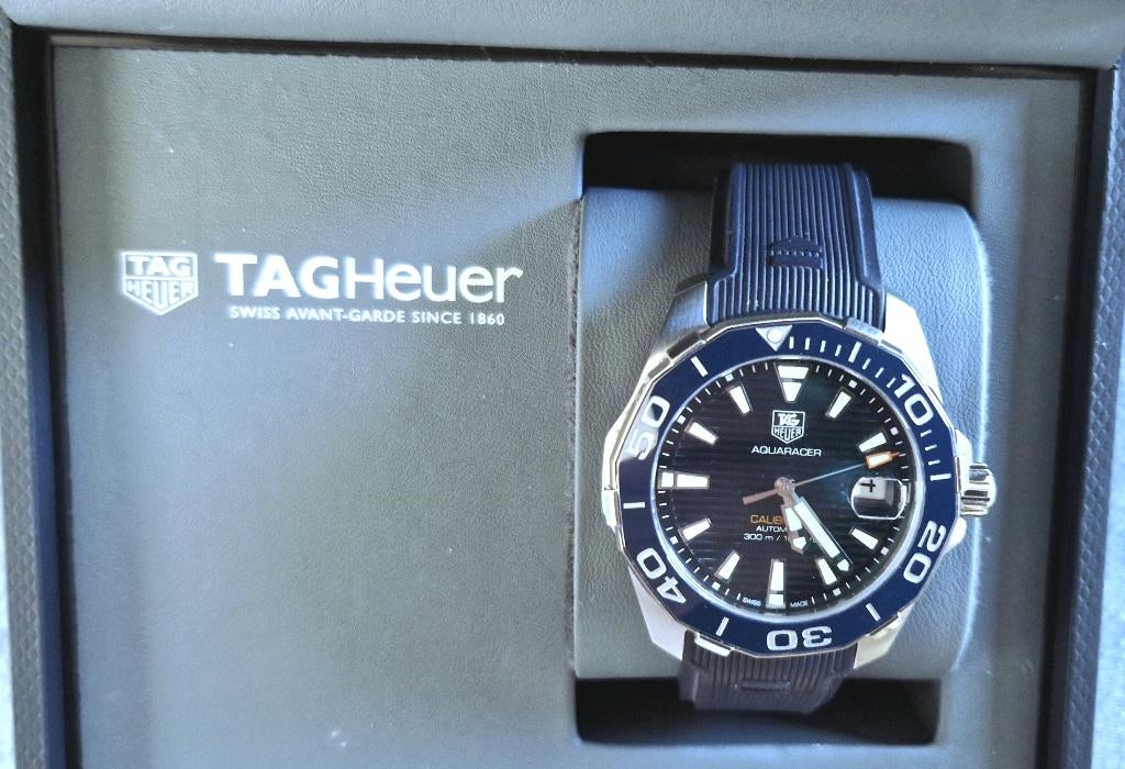 TAG HEUER AQUARACER CALIBRE 5 BLUE WAY211C.FT6155 ZGAN, Sieraden, Tassen en Uiterlijk, Horloges | Heren, Staal, Polshorloge, Kunststof