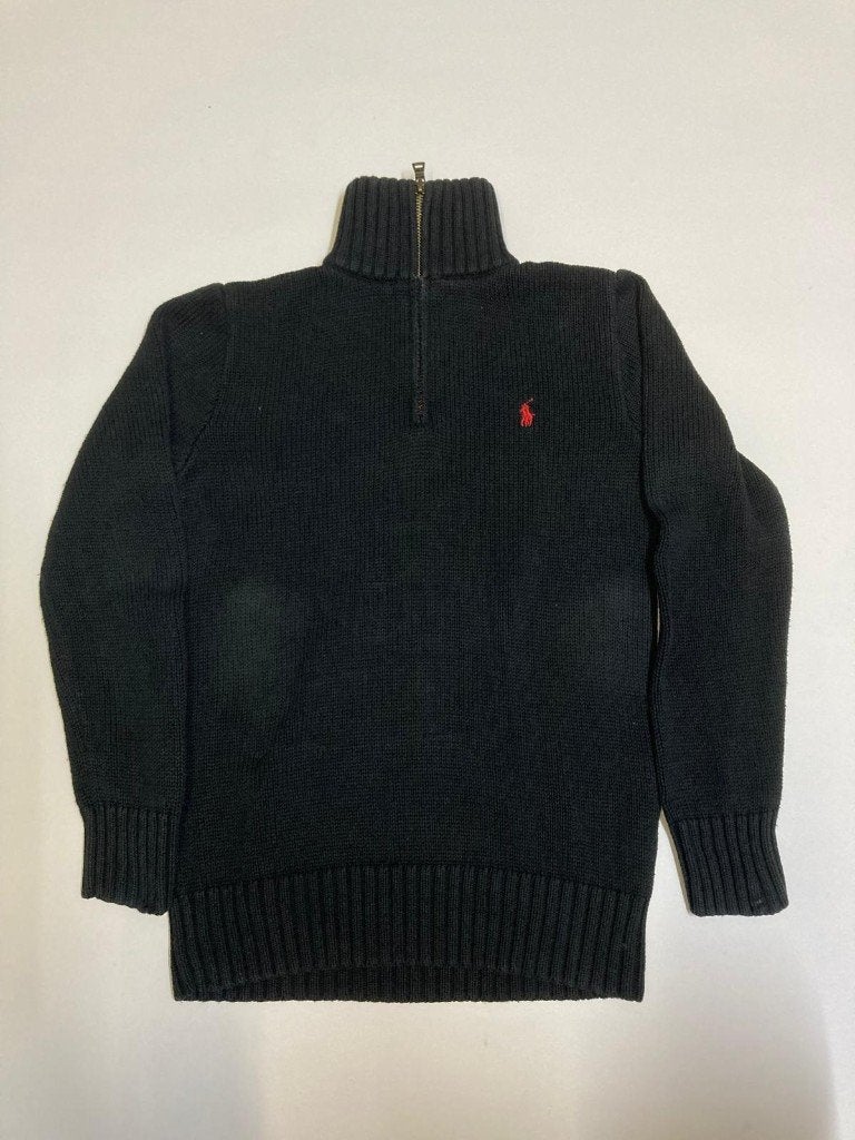 Ralph Lauren Quater Zip - S - Black - Red Pony - Knitted, Kinderen en Baby's, Trui of Vest, Ophalen of Verzenden, Zo goed als nieuw