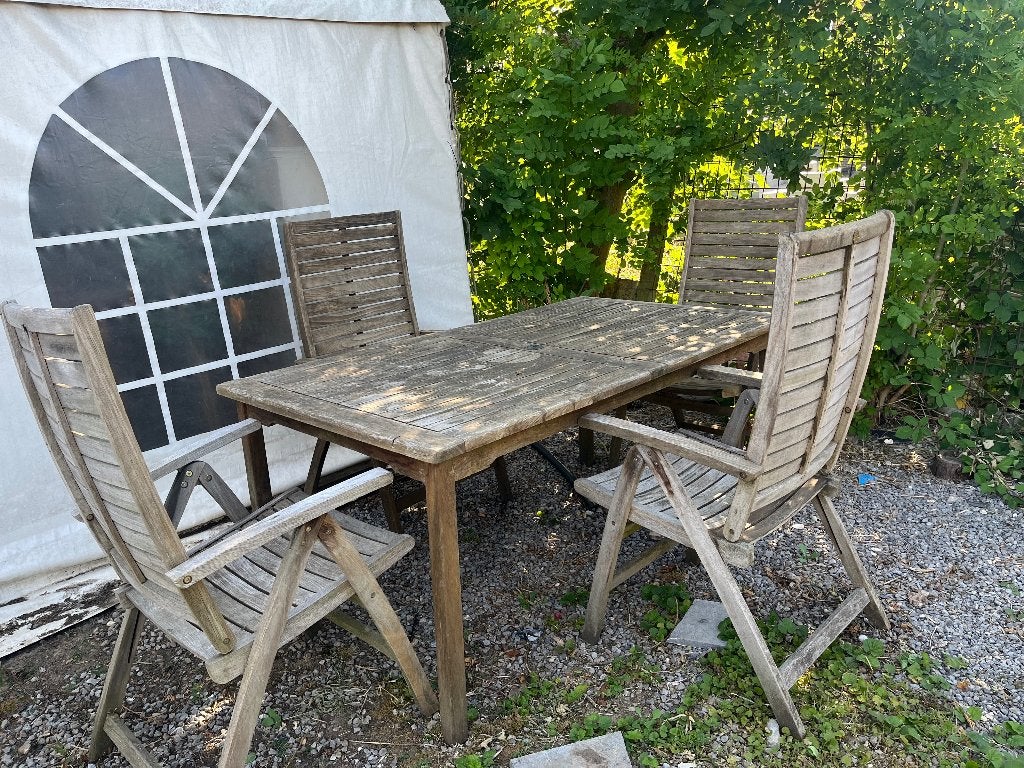 Teakhouten tuinset, Ophalen, 4 zitplaatsen, Gebruikt, Teakhout