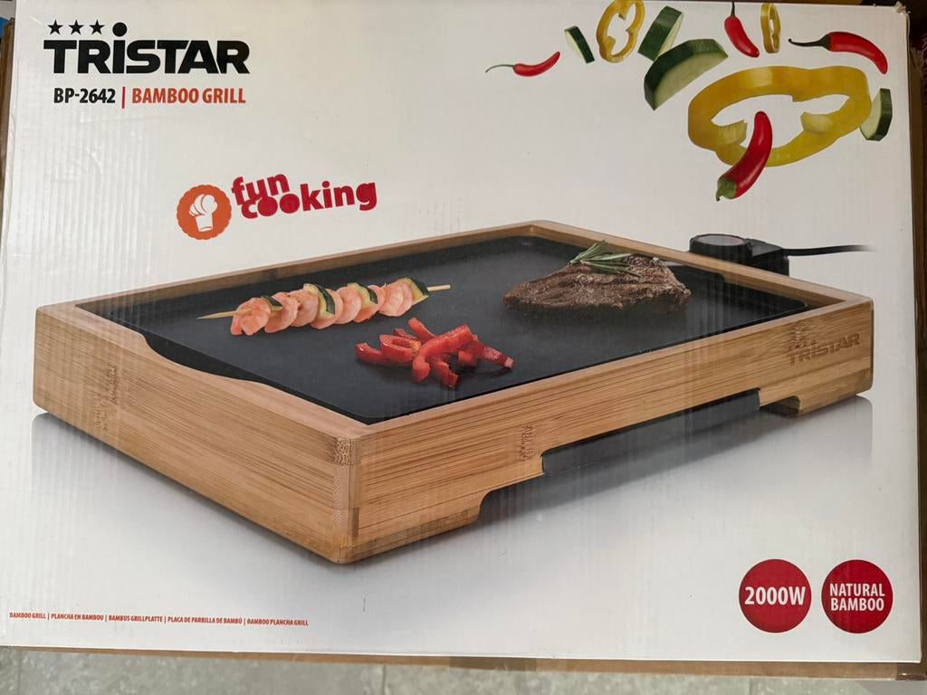 Tristar Bamboo grillplaat BP-2642 nieuw in doos, Ophalen of Verzenden, Nieuw