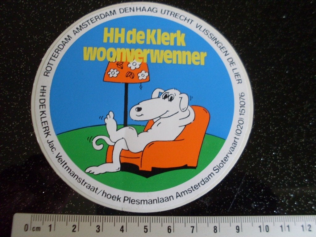 sticker HH de Klerk wonnverwenner amsterdam den haag, Verzamelen, Verzenden, Zo goed als nieuw, Bedrijf of Vereniging