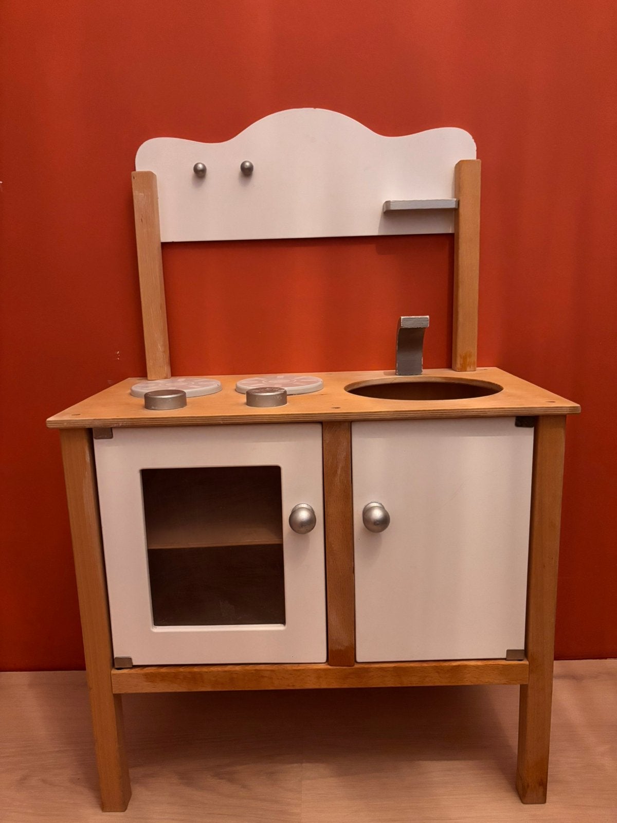 Houten kinderkeuken met kookplaat en wasbak, Ophalen, Gebruikt, Hout, Speelkeuken