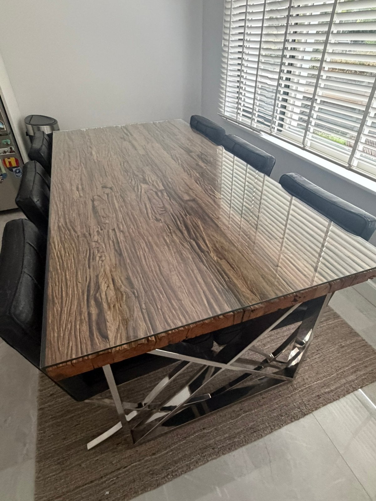Richmond Interiors Eettafel met glazenblad, Huis en Inrichting, Tafels | Eettafels, Ophalen, Gebruikt, Nvt., 200 cm of meer