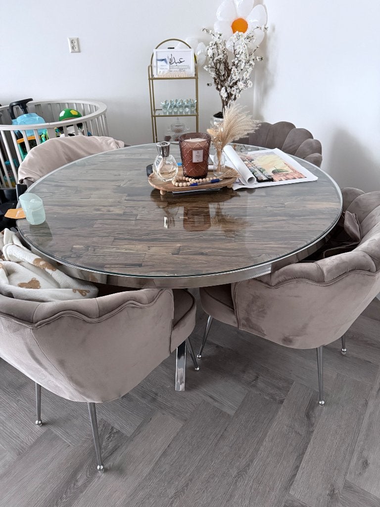 Eettafel met 5 stoelen en bijnehorende set salontafel, Ophalen, 50 tot 100 cm, Zo goed als nieuw, Rechthoekig