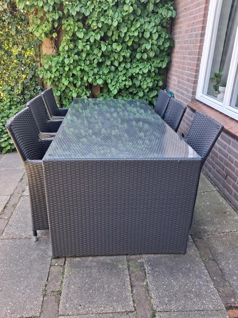 Mooie tafeltafel met stoelen, Tuin en Terras, Tuinsets en Loungesets, Zo goed als nieuw, Kunststof, Ophalen