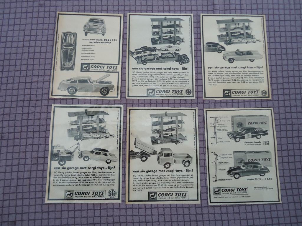 Dinky Toys Corgi Toys en SIO Vespa reclame en Renault 4cv, Verzenden, Gebruikt, Reclamebord