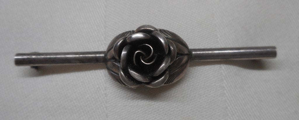 Zilveren vintage Teka broche roos nr.354, 4 tot 7 cm, Verzenden, Zo goed als nieuw, Zilver