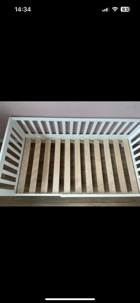 Peuterbed "Plume" 140x70 Wit - Petite Amélie, Ophalen, 70 tot 85 cm, 140 tot 160 cm, Zo goed als nieuw