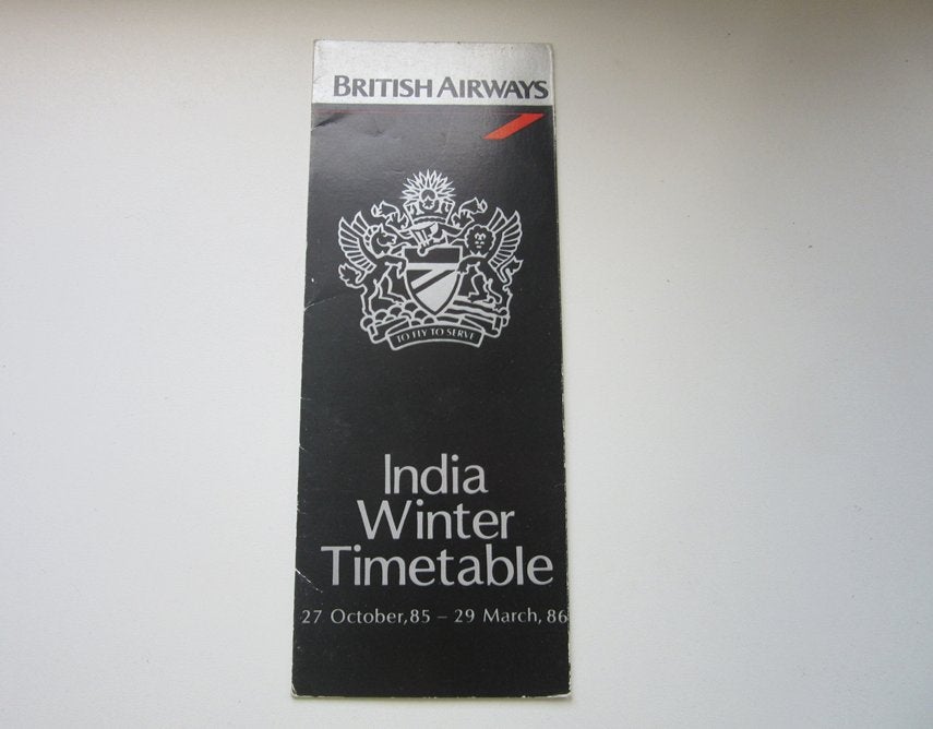 British Airways India winter timetable oct 85-march 86, Verzenden, Gebruikt, Schaalmodel