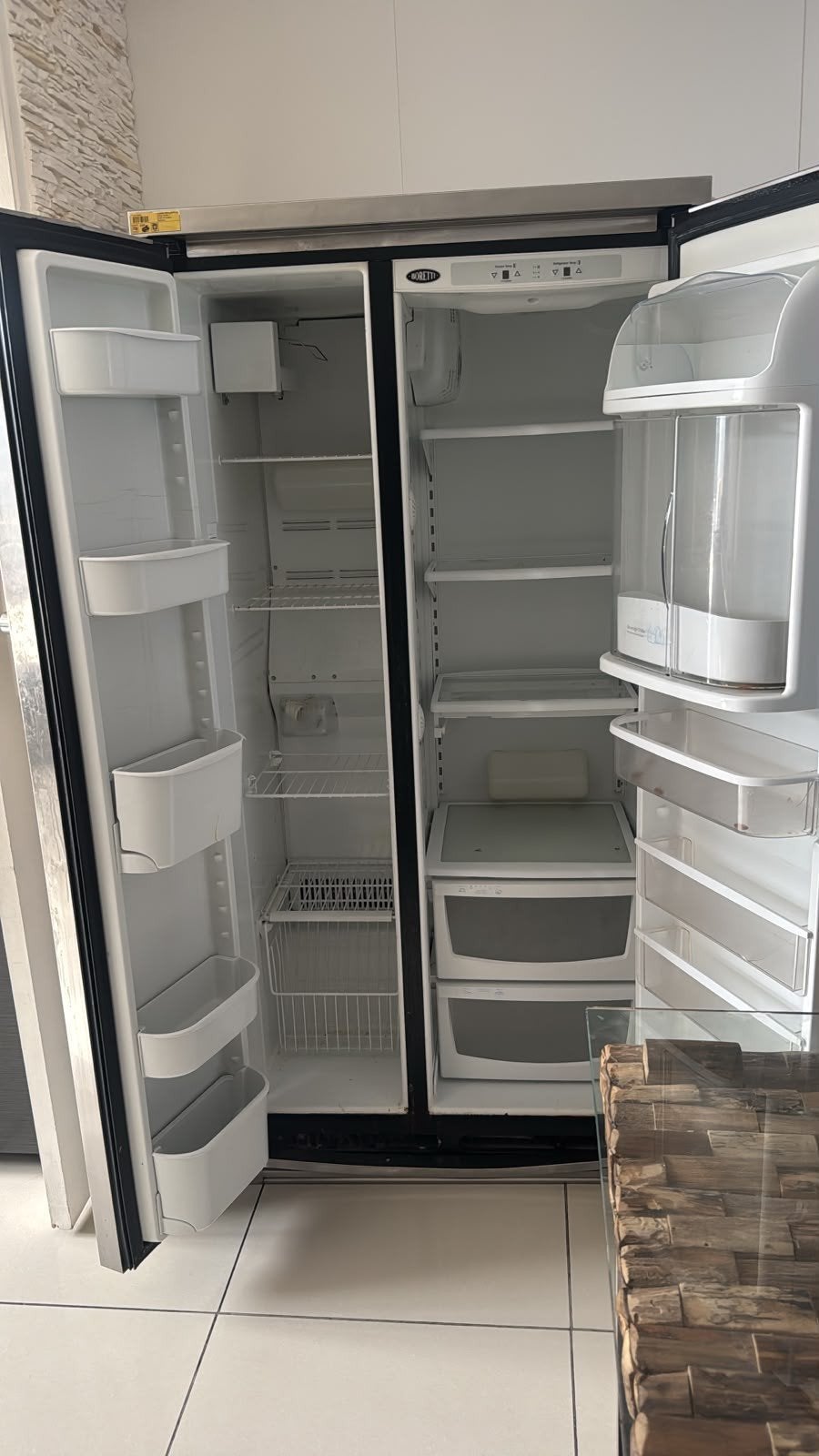 Gratis afhalen!! Boretti Amerikaanse koelkast RVS, Witgoed en Apparatuur, Koelkasten en IJskasten, Gebruikt, Met aparte vriezer