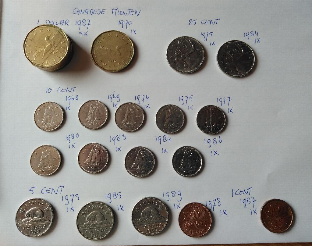 Munten Canada ( zie beschrijving ), Postzegels en Munten, Munten | Amerika, Ophalen of Verzenden, Noord-Amerika, Losse munt