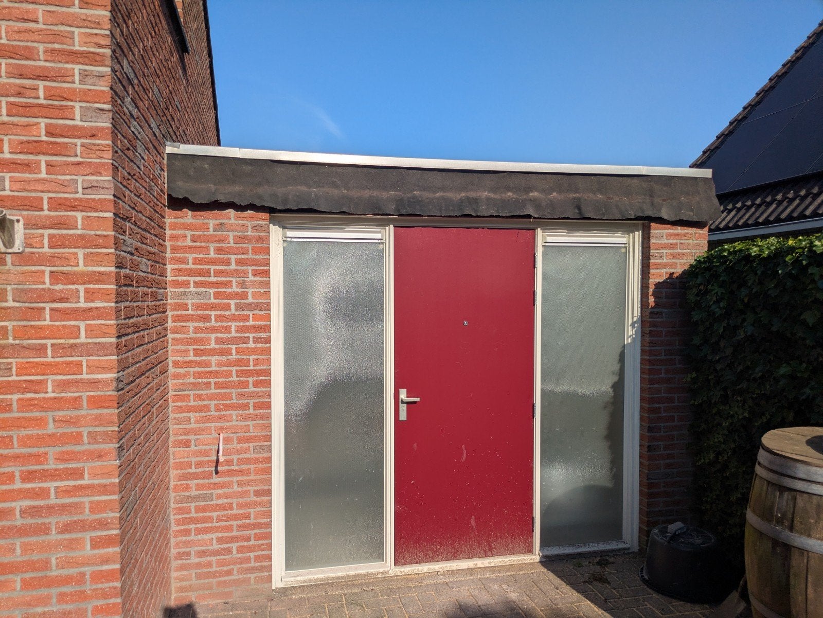 Hardhouten kozijn met deur en dubbel glas, Ophalen, Gebruikt, Deurkozijn, 225 cm of meer