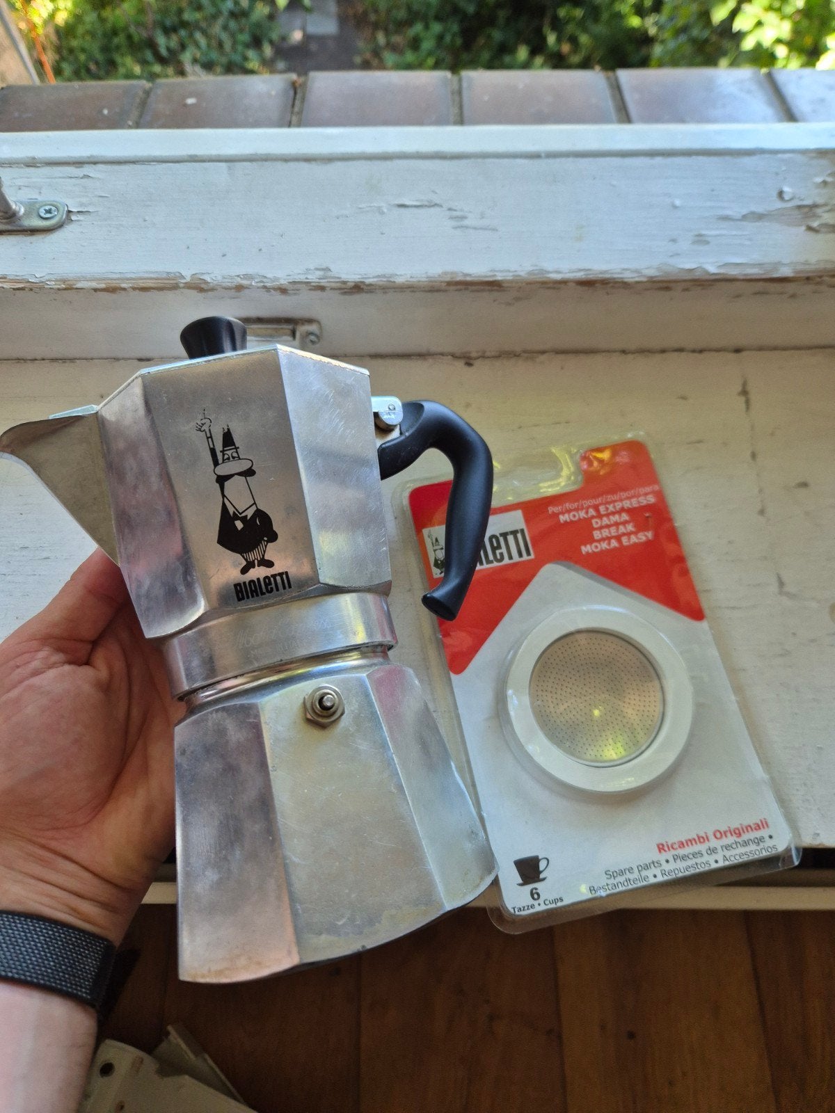 Bialetti 6 kops percolator met extra filterplaatje/ringen, Overige modellen, Gemalen koffie, Ophalen of Verzenden, Zo goed als nieuw