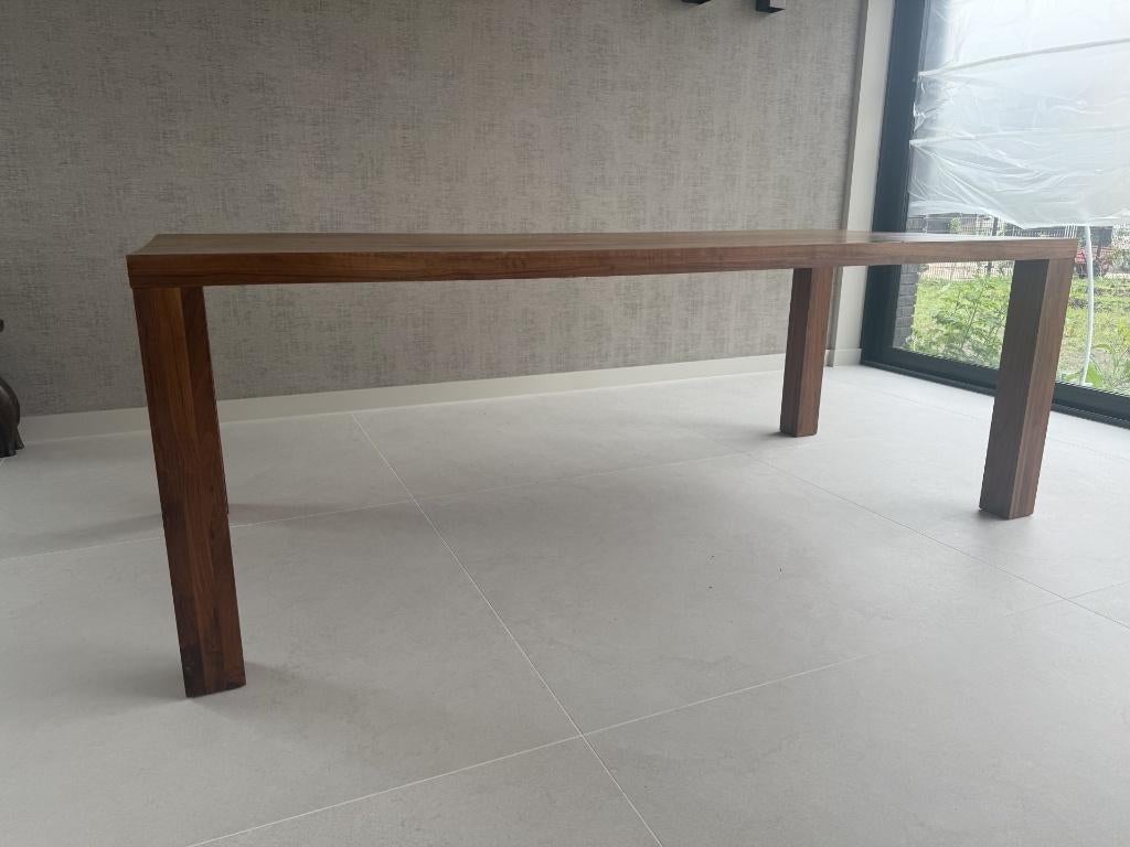 Noten houten tafel 220 x 100 cm, Ophalen, Gebruikt, 100 tot 150 cm, 200 cm of meer