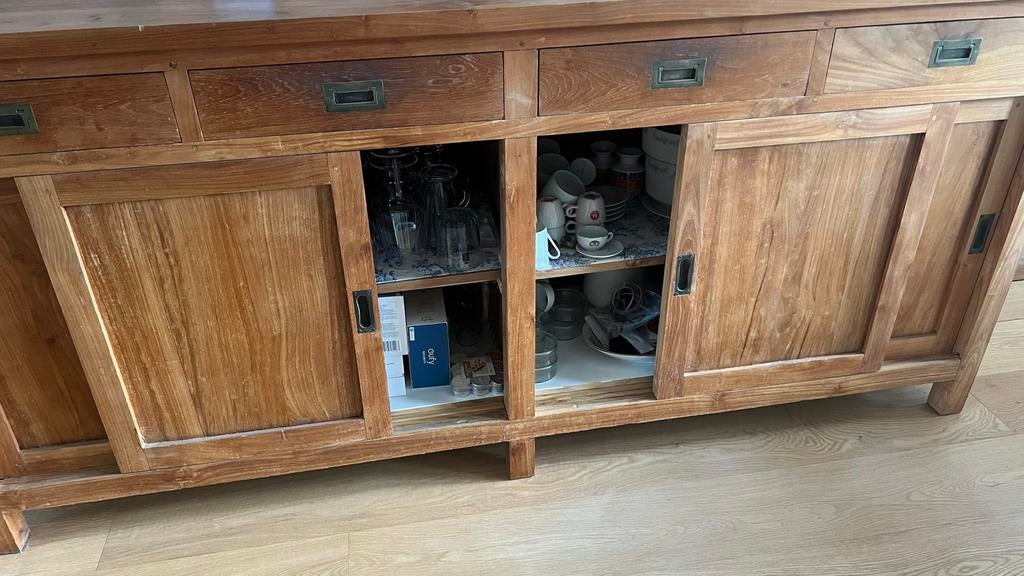 Dressoir teakhout, Ophalen, Gebruikt, 150 tot 200 cm, Teakhout