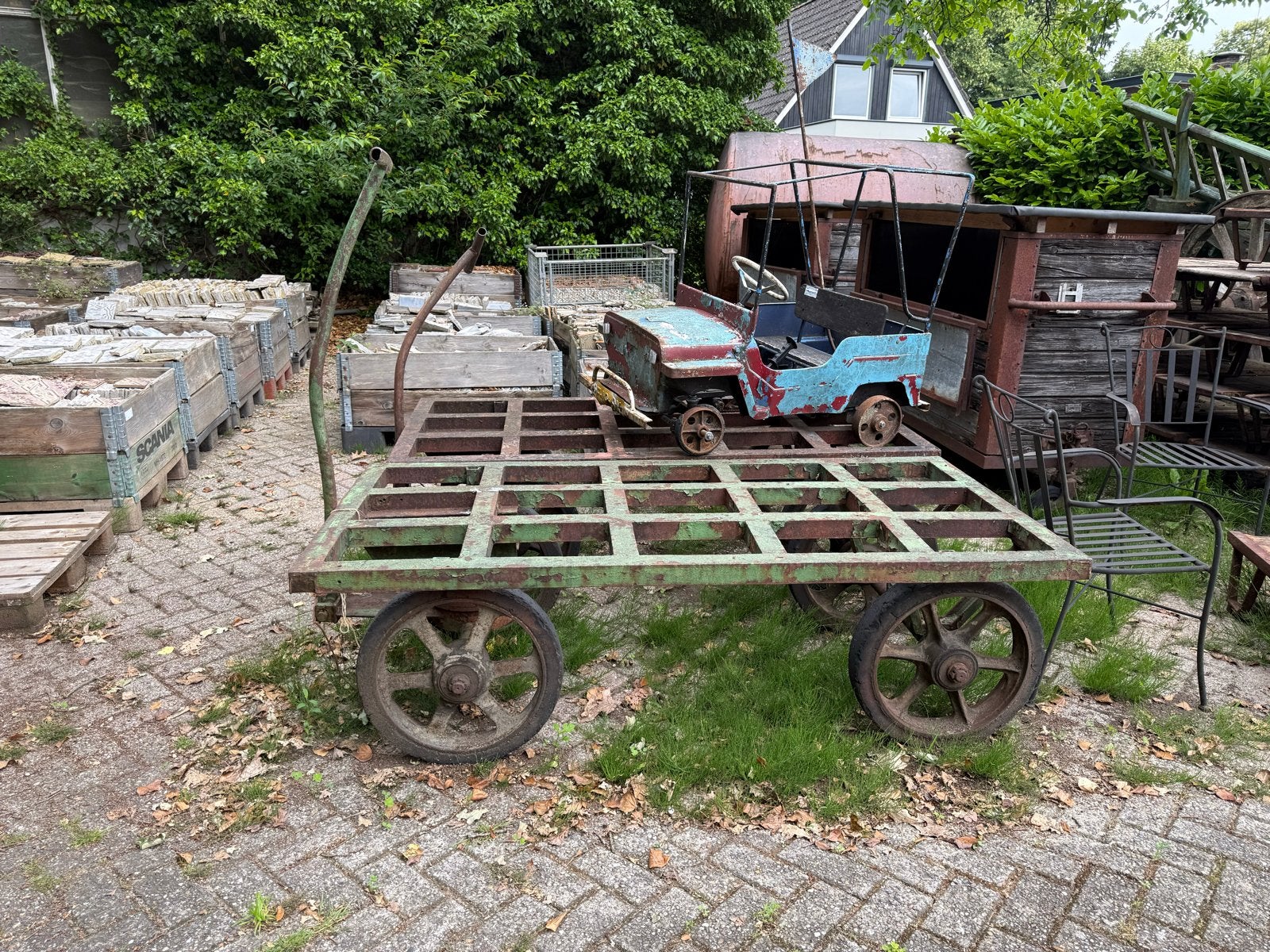 Antieke Industriële Transportkar - Robuust en Uniek, Gebruikt, Barrel Atelier, Ophalen of Verzenden, Info@barrelatelier.nl