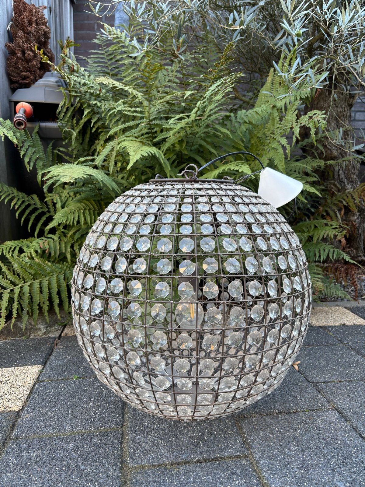 Grote kristallen bollen lamp (plafondlamp/hanglamp), Rond, Zo goed als nieuw, Ophalen, Metaal