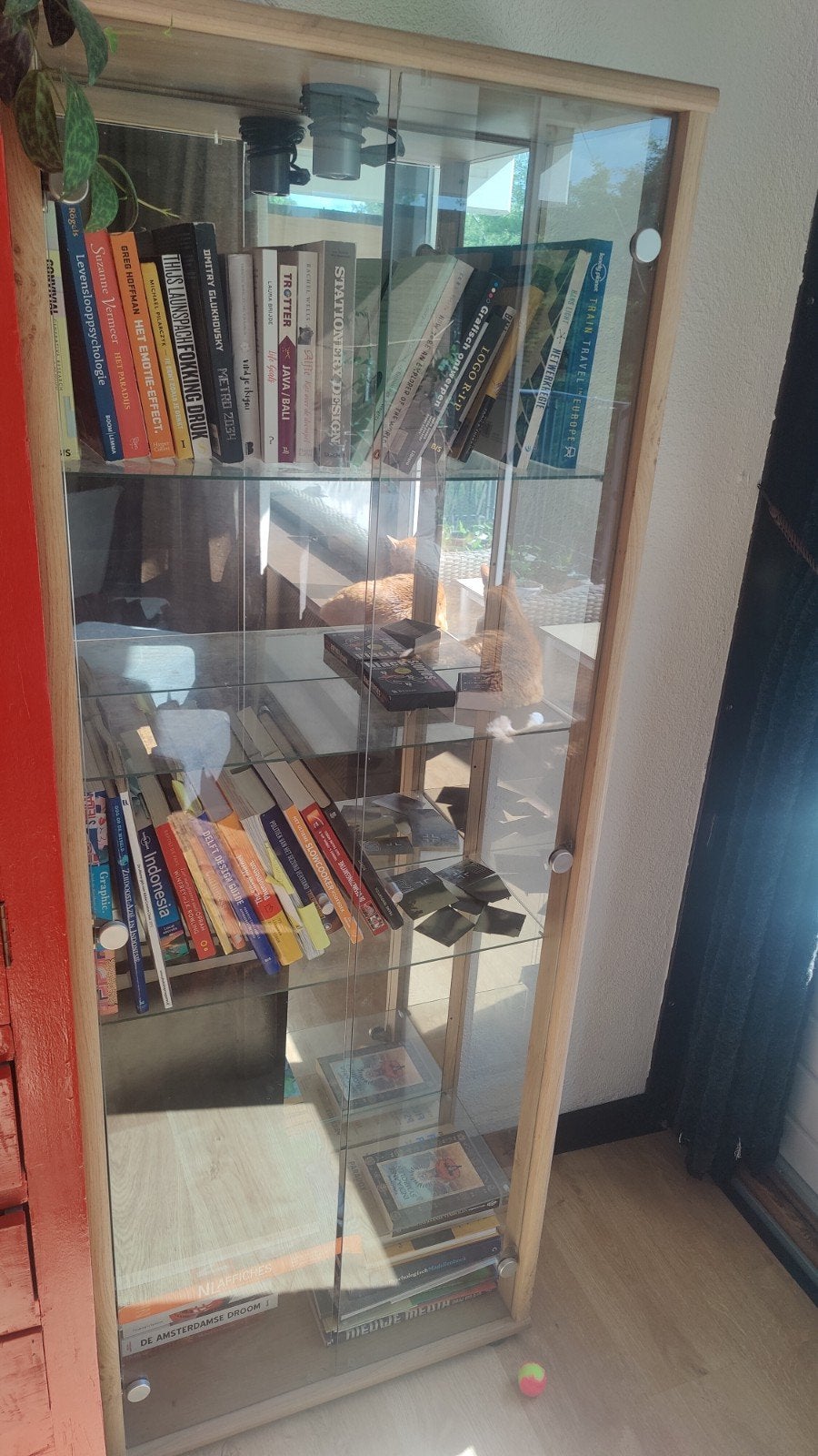 Vitrine kast glas met spiegel en licht, Huis en Inrichting, Ophalen, Gebruikt, 50 tot 100 cm, Glas