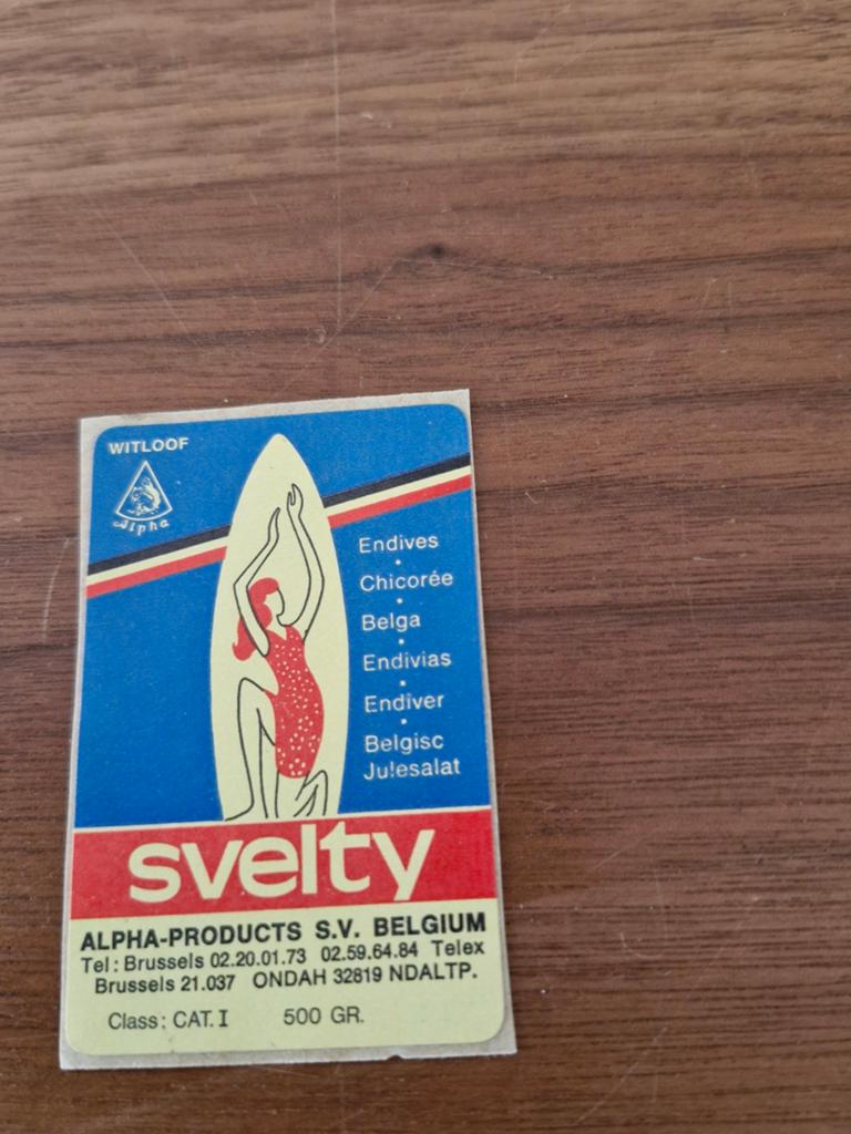 7376 Vintage Svelty Witloof Sticker - Alpha-Products België, Ophalen of Verzenden
