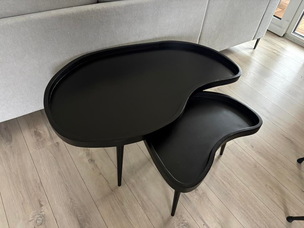 Salontafel set mango hout, Ophalen, 50 tot 100 cm, Rond, Zo goed als nieuw