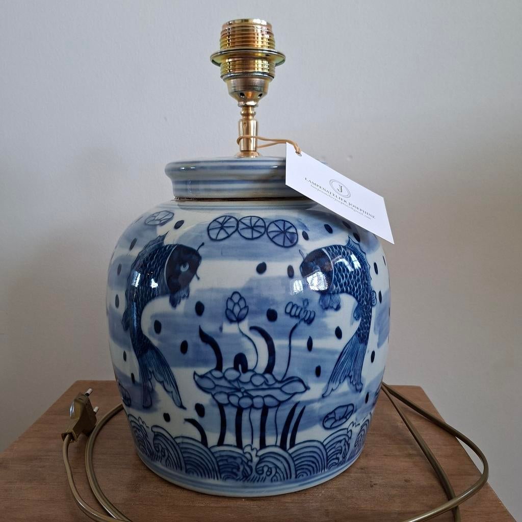 Handgemaakte lampenvoet van antieke zware Chinese gemberpot, Ophalen of Verzenden, Minder dan 50 cm